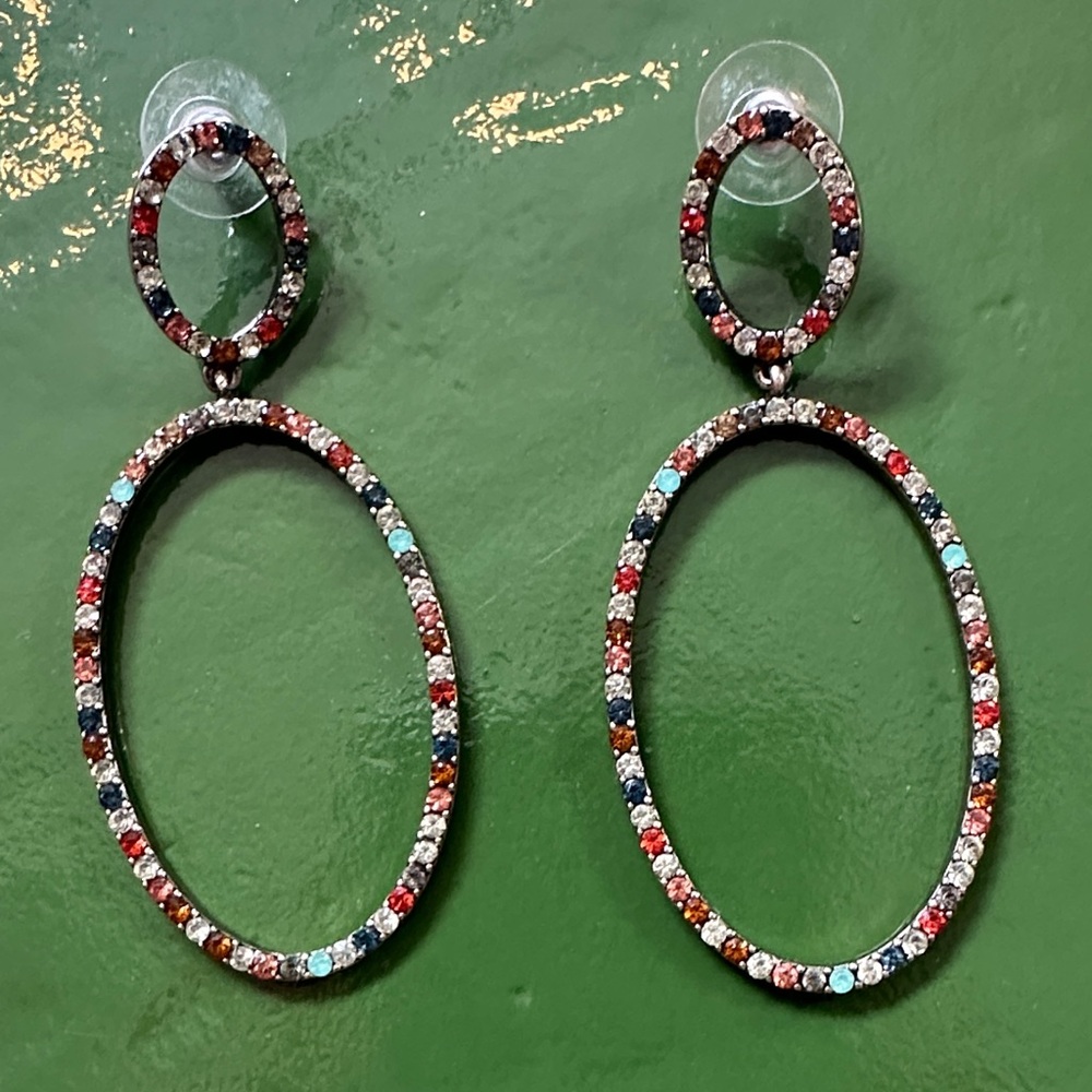 J. Crew Multicolor Crystal Hoop Earrings